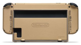 The rear of the cardboard-themed Nintendo Switch dock.