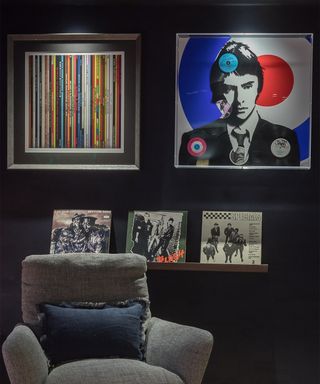 Cinema room with vinyl on display