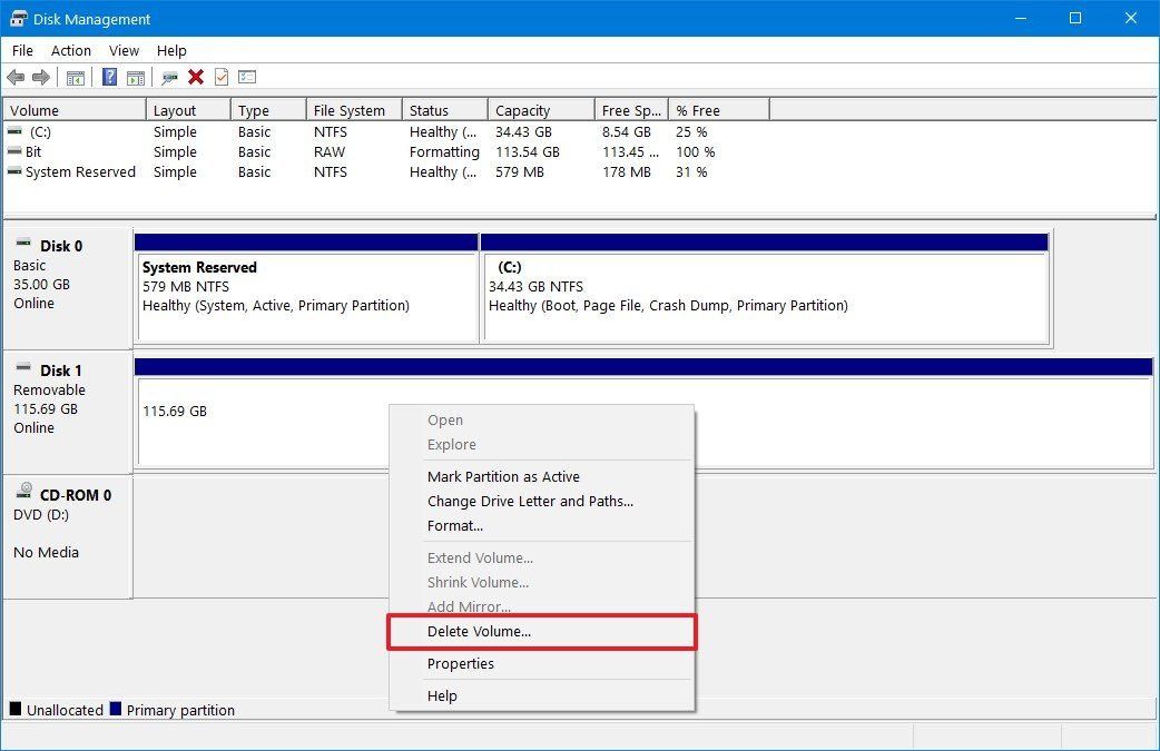 How to set up multiple partitions on a USB flash drive on Windows 10