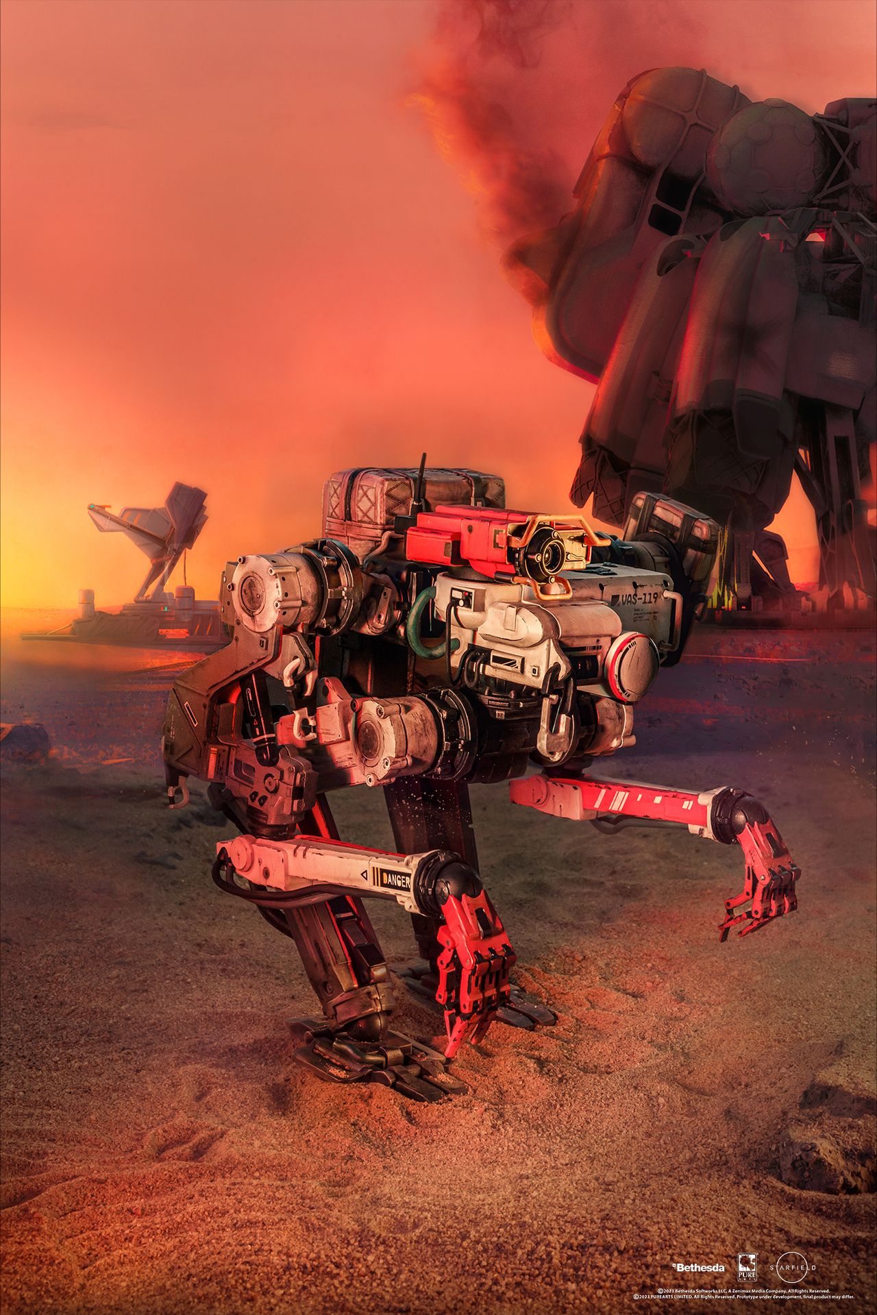 Vasco action figure posed on a sandy planet background