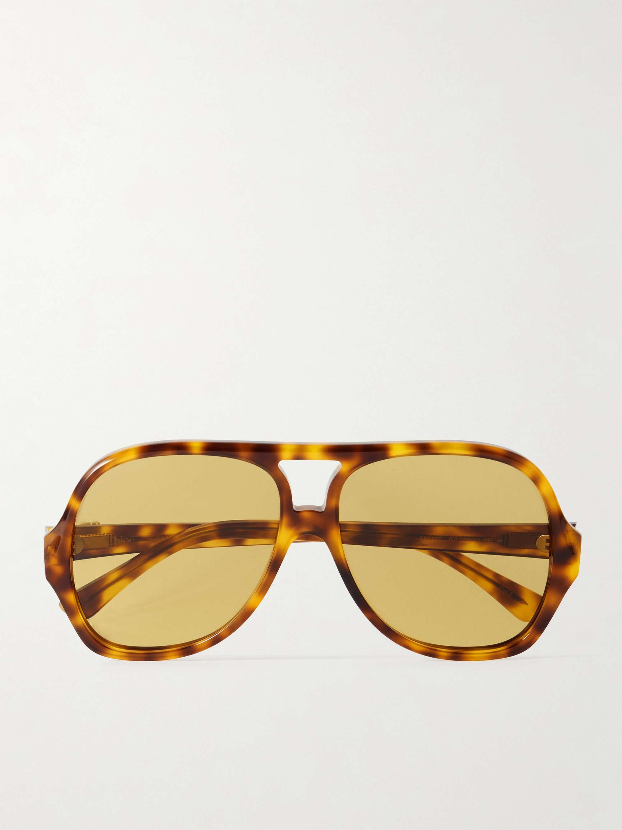 Salom&amp;eacute; Aviator-Style Tortoiseshell Acetate Sunglasses