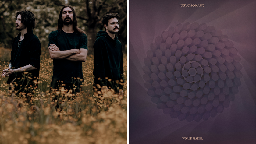 Psychonaut in 2025, next to the artwork for their album World Maker