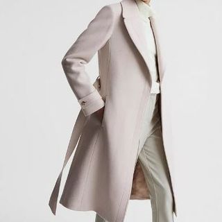 Reiss Tor Wool Blend Mid-Length Belted Coat, Neutral