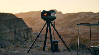 The Gozney Tread pizza oven set up in the mountains