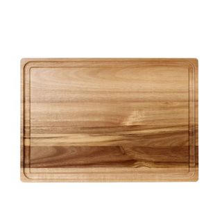 A wooden kitchen chopping board