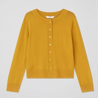 Connie Ochre Wide Placket Cardigan