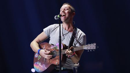 Chris Martin performs on stage during the iHeart Radio Music Festival at the T-Mobile Arena in Las Vegas, Nevada, on September 21, 2024