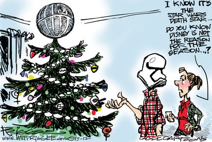 Editorial cartoon U.S. Star Wars Christmas