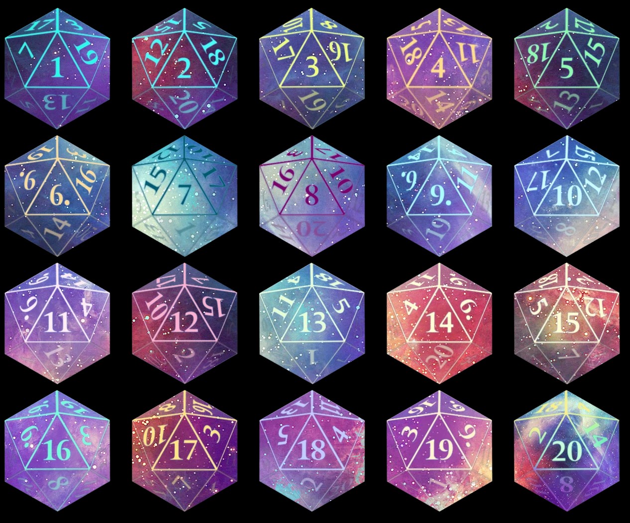 field of nebula night sky colored dice modded into BG3