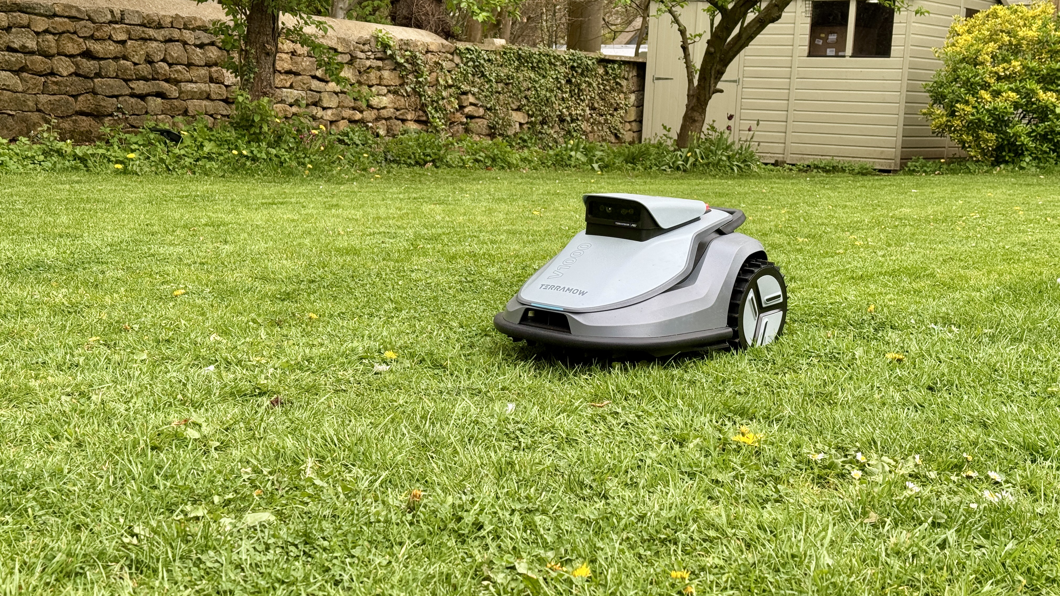 TerraMow V1000 at home on the lawn