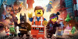 The LEGO Movie full cast fleeing an explosion