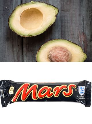 Half an avocado and a Mars Bar