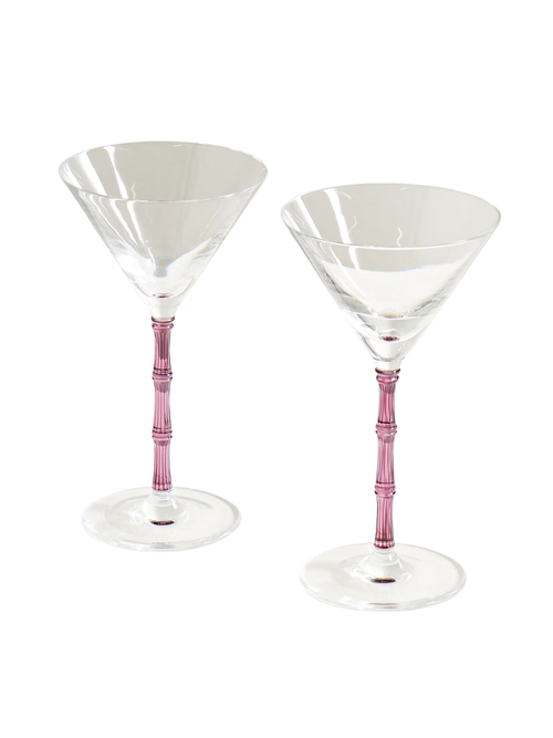 LA DOUBLEJ Bamboo Crystal Martini Glasses, Set of 2