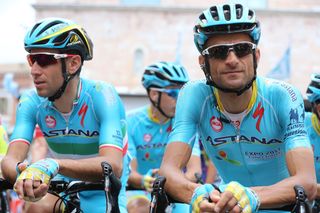 The Astana boys: Michele Scarponi with Vincenzo Nibali