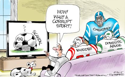 Editorial cartoon FIFA NFL Scandal