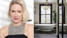 Naomi Watts / Monochrome bathroom