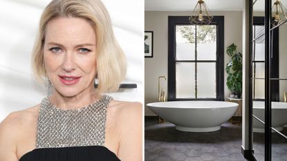Naomi Watts / Monochrome bathroom