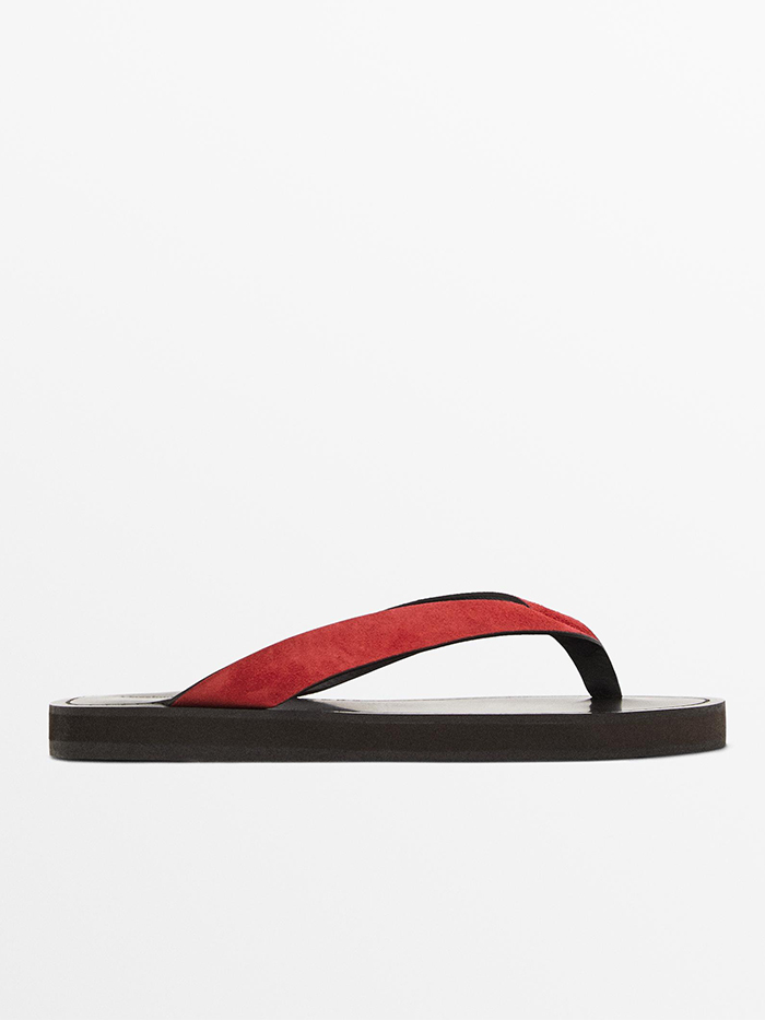 Massimo Dutti, Split Suede Sandals With Toe Divider