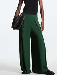 High-waisted dark green wide-leg crepe trousers, £79 | Cos