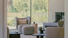 A contemporary Scandi-inspired living room with sculptural furniture