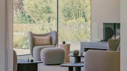 A contemporary Scandi-inspired living room with sculptural furniture