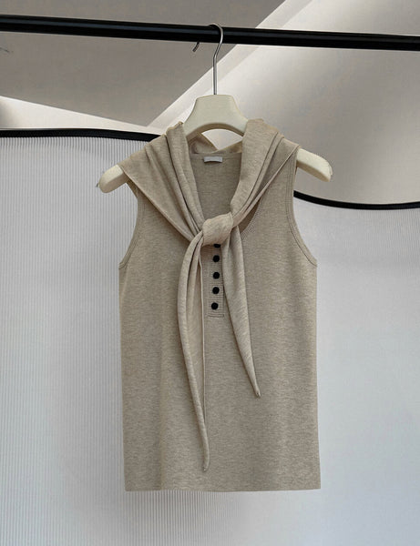 Shawl Knit Button Tank -Preorder