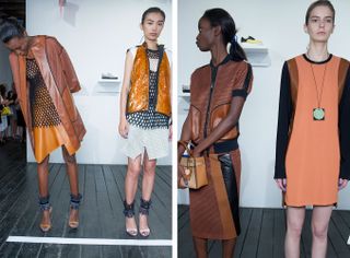 panels of python and snakeskin at Reed Krakoff S/S 2015
