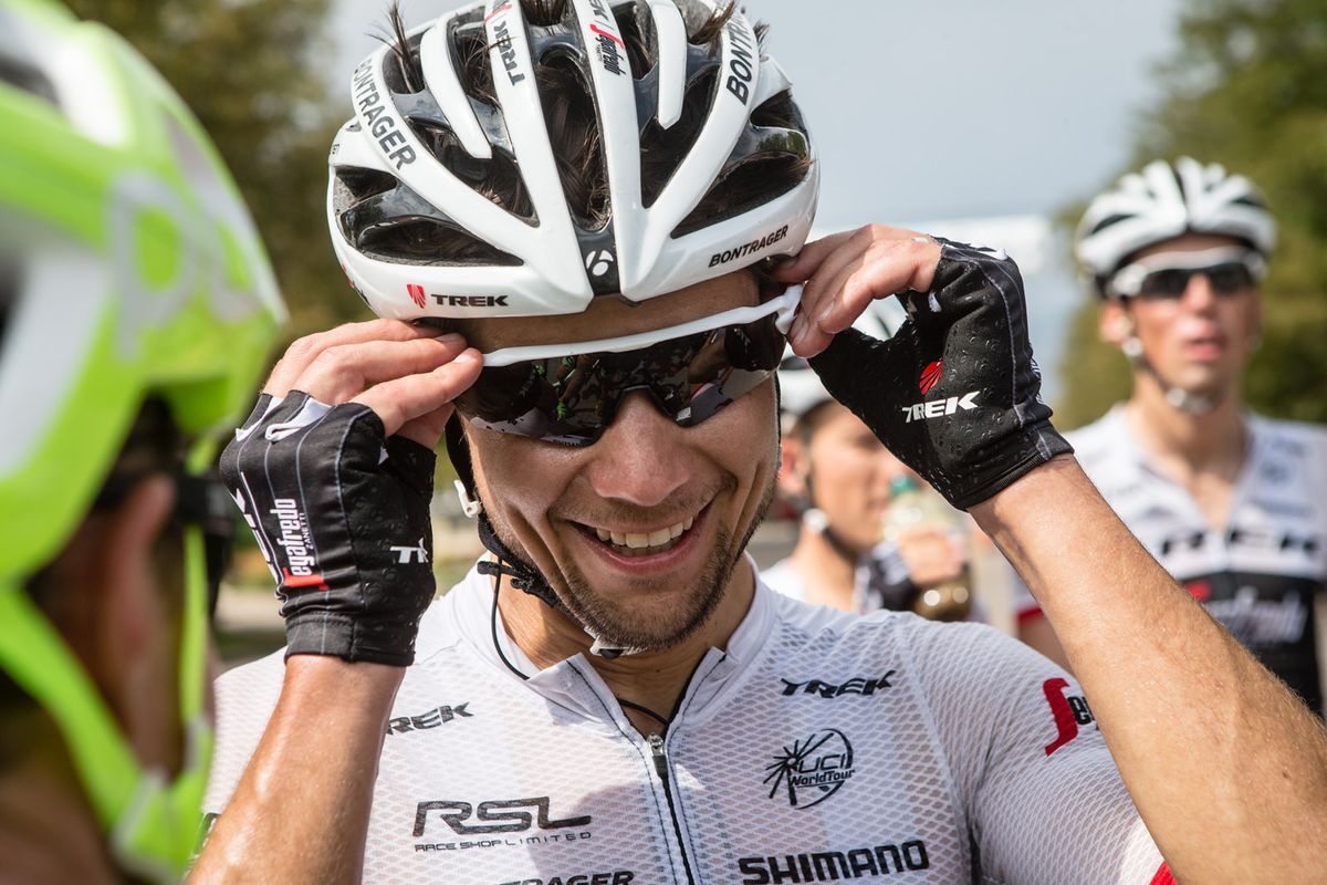 Kiel Reijnen (Trek) happy after taking the win.