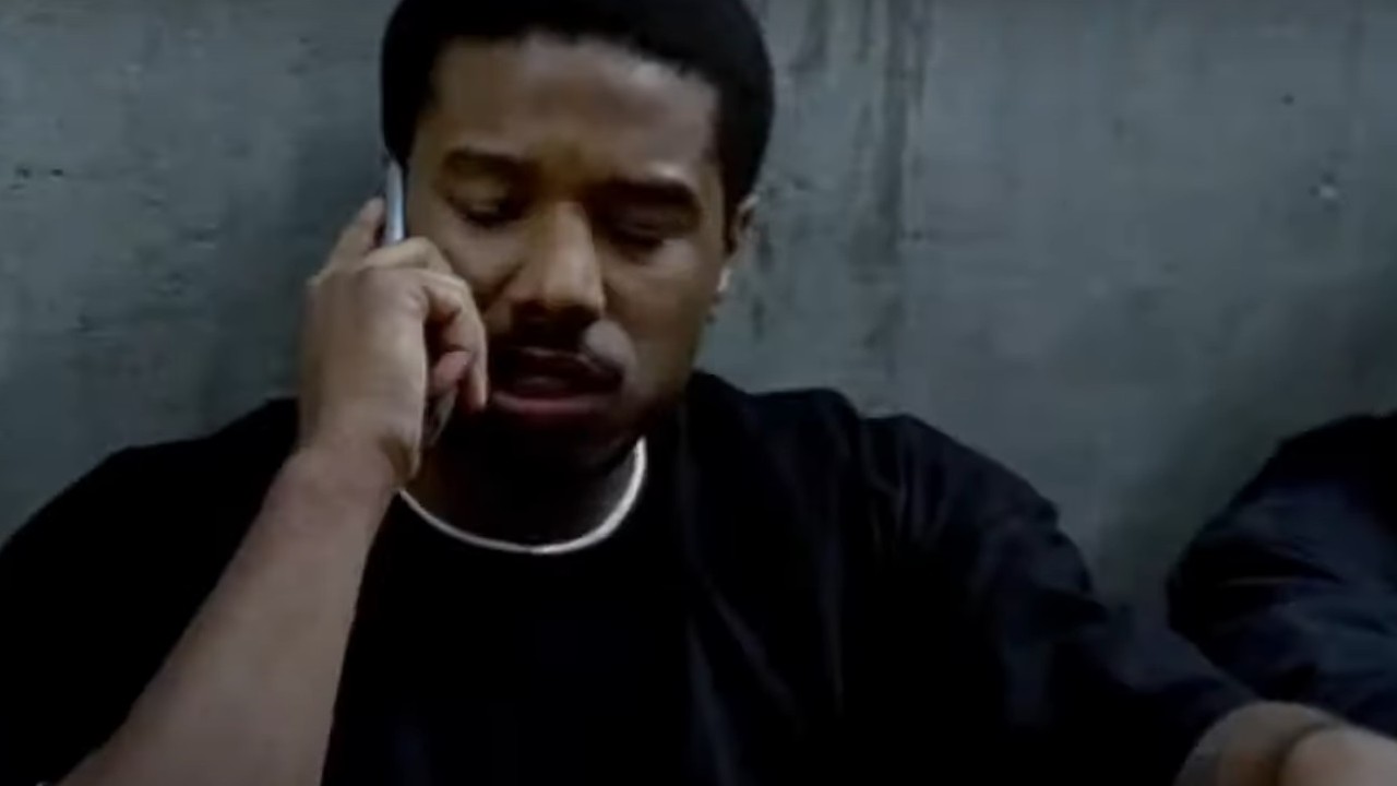 Michael B. Jordan making an important call in Fruitvale Station
