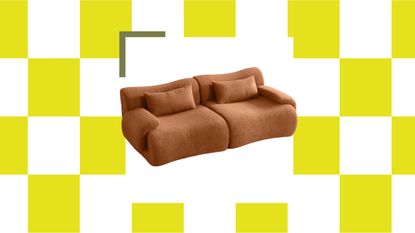 orange wayfair sofa