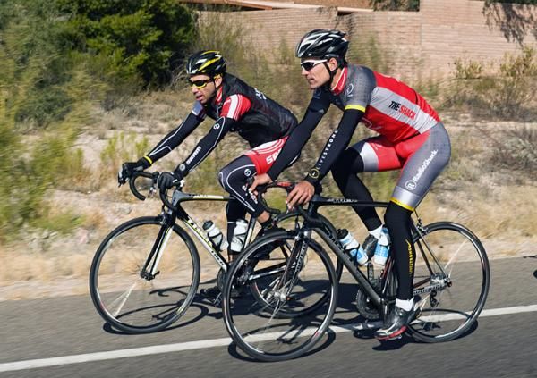 Belgium's Gert Steegmans is the only other rider sporting the new RadioShack kit.