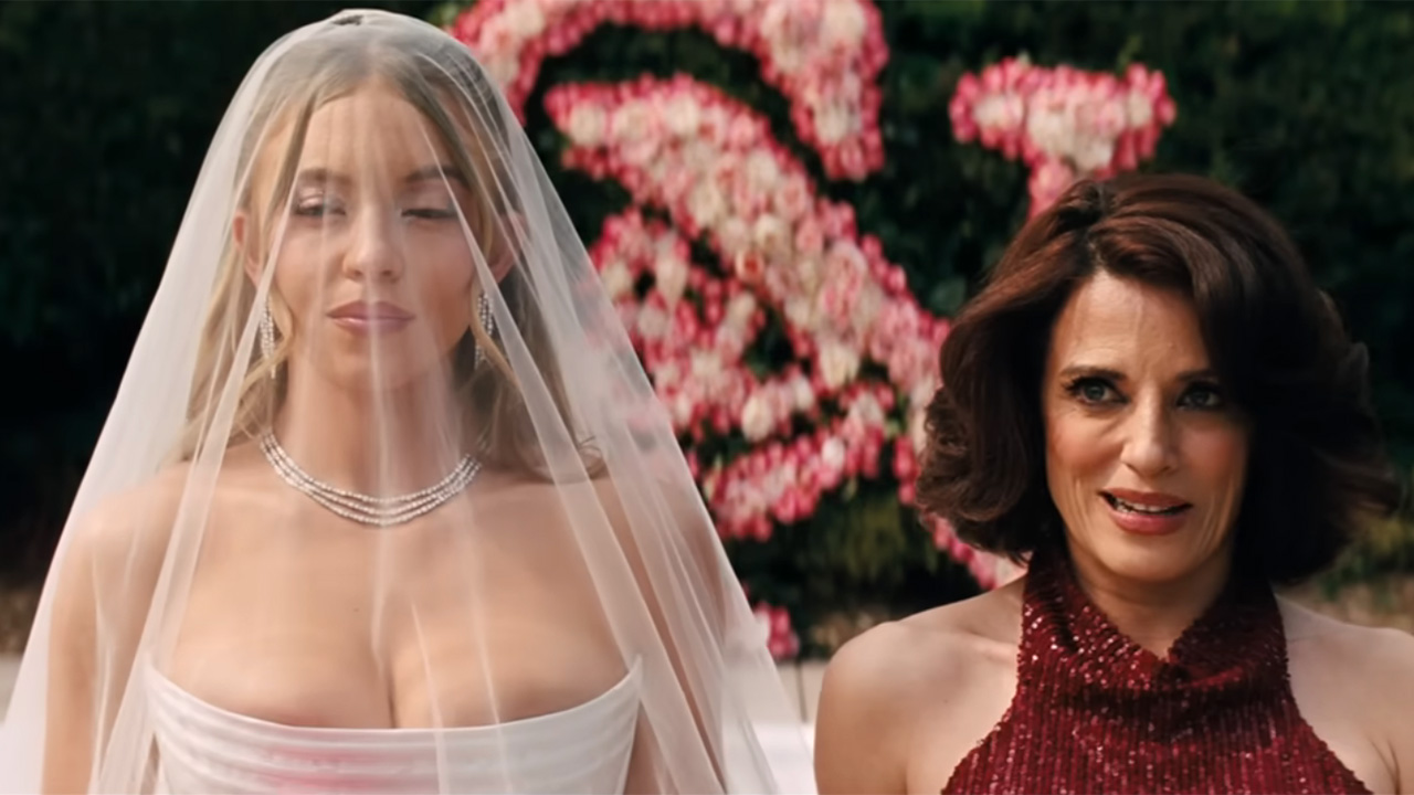 Sydney Sweeney's wedding dress and veil in Euphoria before Cassie walks down the aisle.