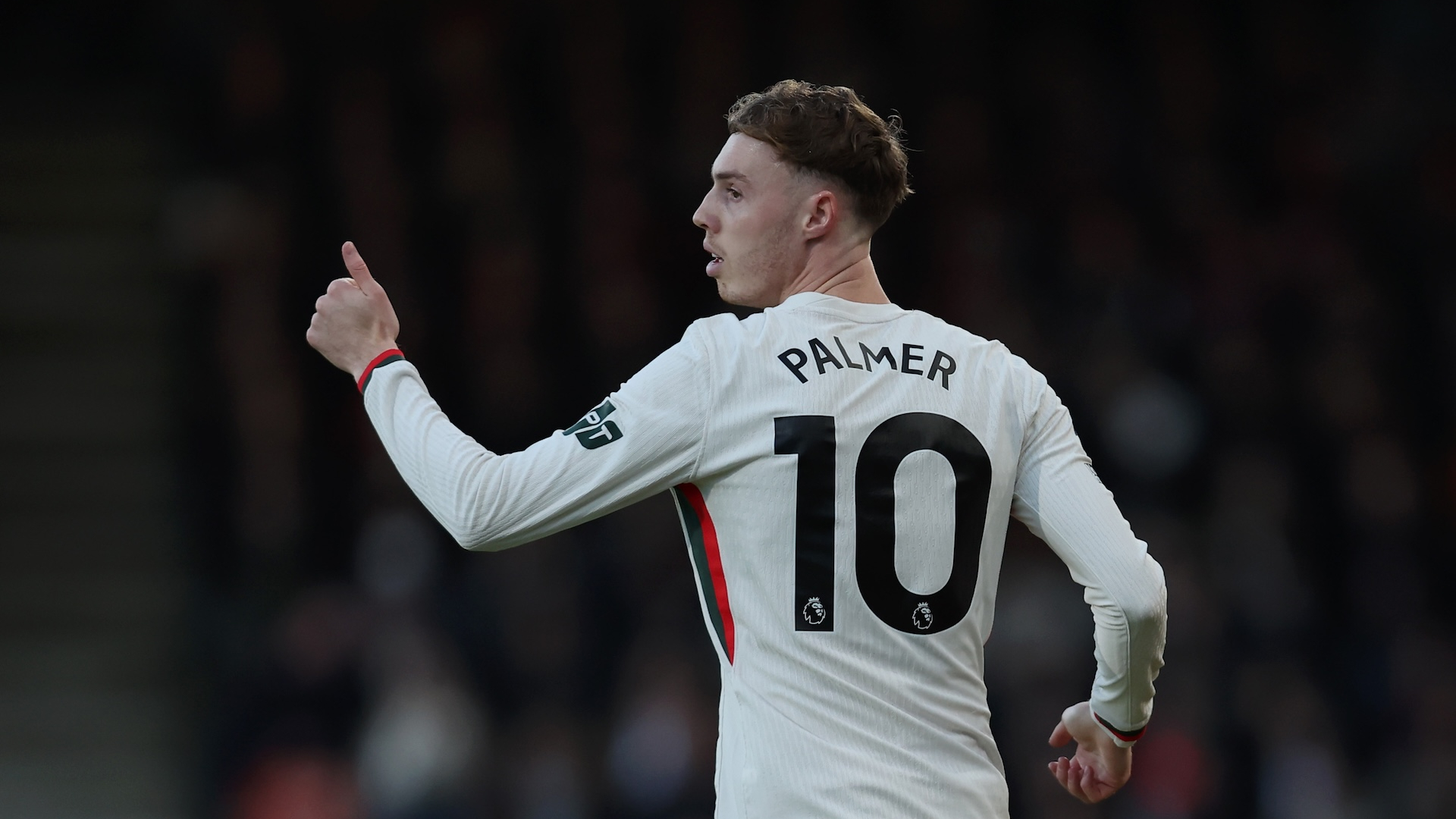 Cole Palmer of Chelsea reacts during the Premier League match between Bournemouth and Chelsea at Vitality Stadium on December 06, 2025 in Bournemouth, England.