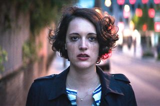 Phoebe Waller-Bridge crying with mascara down her face in 'Fleabag'