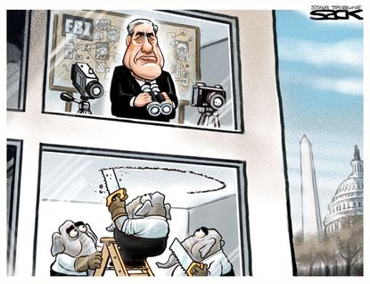 Political cartoon U.S. Mueller Russia investigation GOP meddling