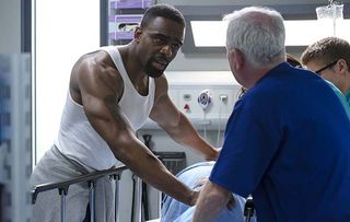 Charles Venn does many of his own stunts on Casualty as Jacob
