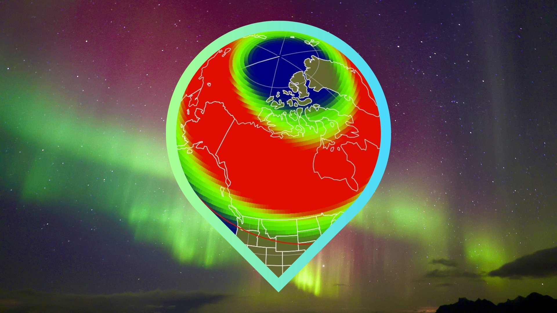 graphic displaying a map showing 16 us states with the aurora view line appearing either fully or partially in.