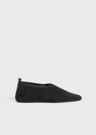 Woven Leather Ballerinas Black