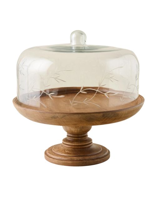 Eliane Etched Glass Cake Stand