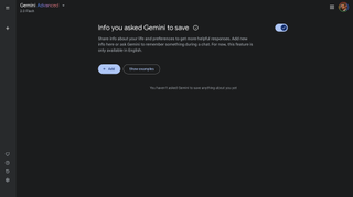 The saved info section of Gemini's web client.