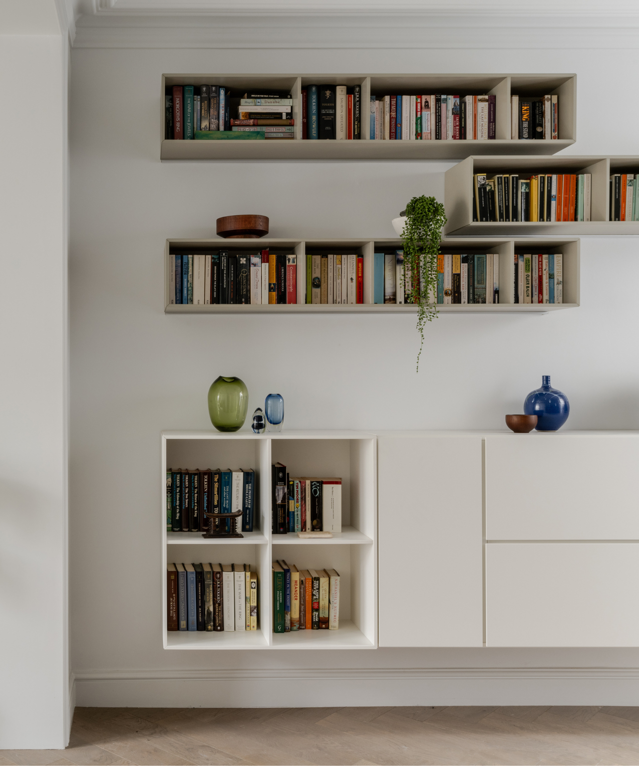 book shelf and cabinet