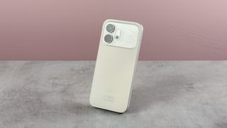 The rear of the Honor 600 at an angle showing the whole back and camera module.