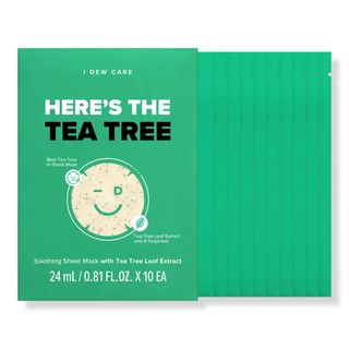 The packaging for Here's The Tea Tree Soothing Sheet Mask