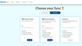 Sync.com pricing plans