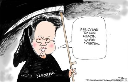 Political cartoon U.S. North Korea health care Otto Warmbier death