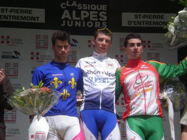 The podium of the Classique des Alpes with Adrien Legros, Pierre-Roger Latour and Pierre-Henri Lecuisinier.