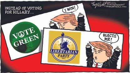 Political cartoon U.S. 2016 election Donald Trump third parties
