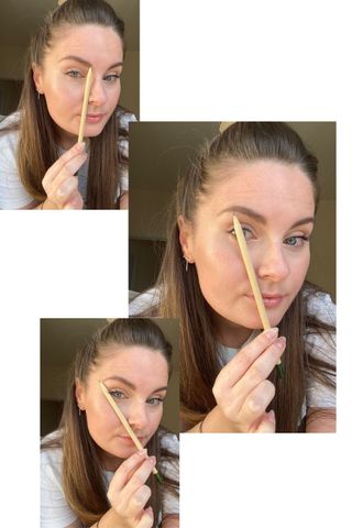 how to shape your eyebrows - beauty editor, tori, shows you how you use a pencil to find your natural brow shape
