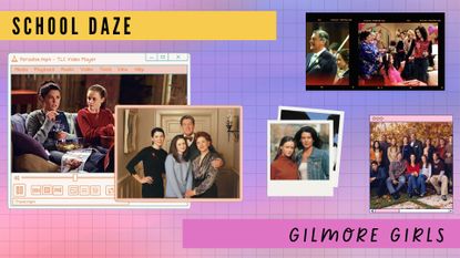 A collage of stills and publicity pictures from the show Gilmore Girls