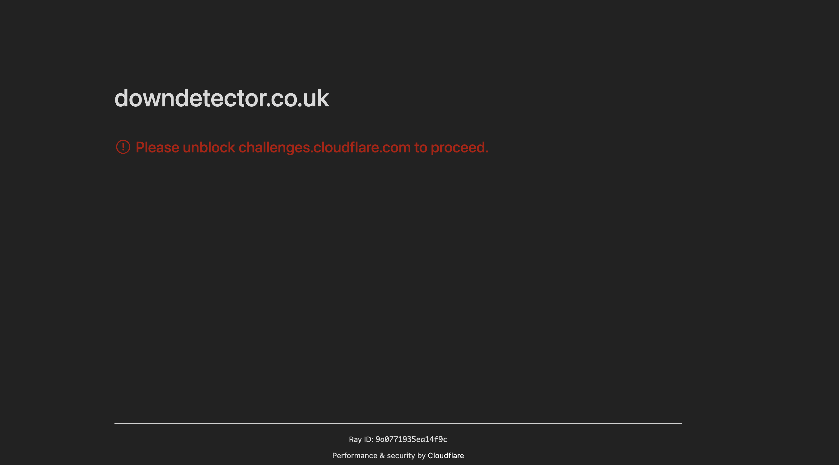 Screenshot of downdetector